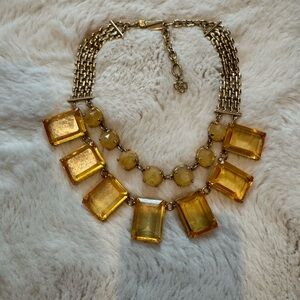 Ann Taylor Gold-Tone Amber Glass Statement Necklace